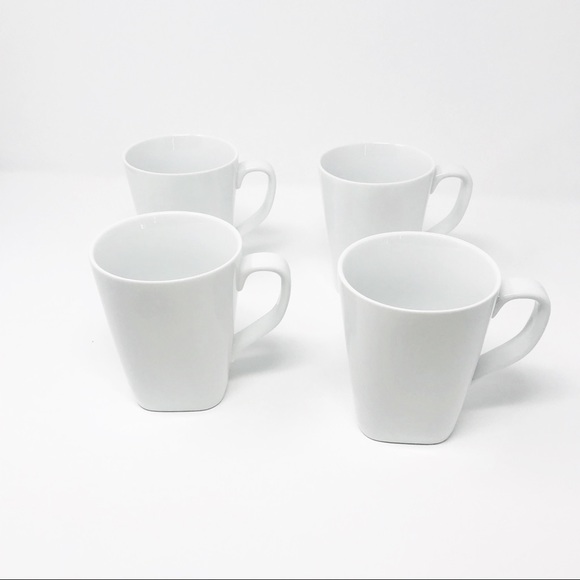 THRESHOLD SQUARE MUGS SET OF 4 WHITE PORCELAIN